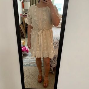 &Merci White Detailed Beautiful Off White Dress